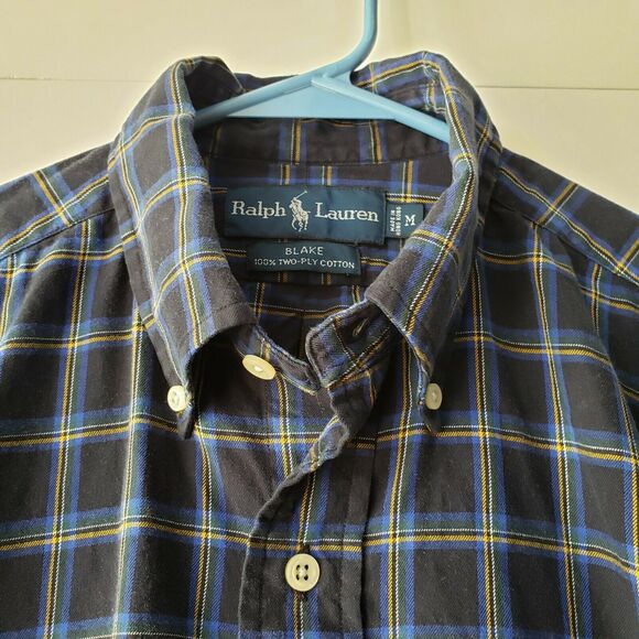 Ralph Lauren Blake Mens M Blue Windowpane Plaid Button Front Shirt - Picture 3 of 4